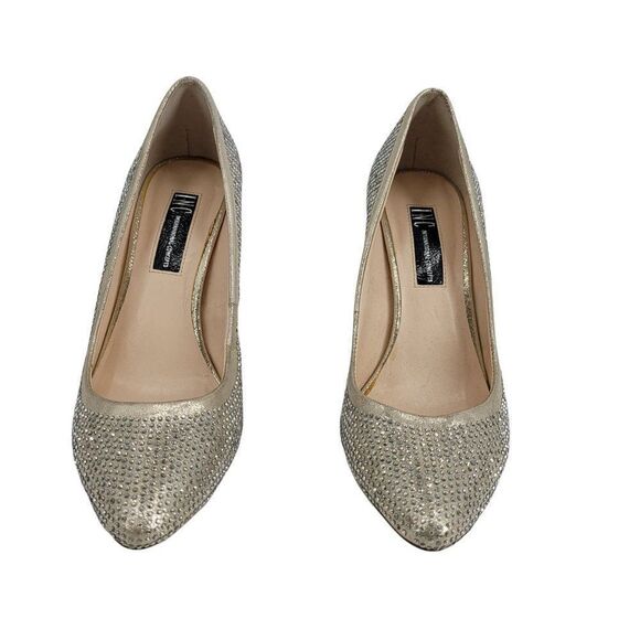 INC International Concepts ZITAH 3 Formal Gold Lame Rhinestone Heeled Pumps Sz 7 - Picture 3 of 9
